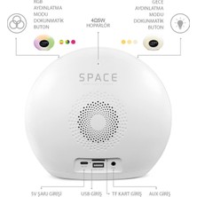 Powerway Saat Müzik Çalar Radyo Gece Lambası ve Taşınabilir Bluetooth Hoparlör Space