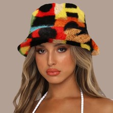 Uniquerrs Kadın Renkli Peluş Bucket Şapka