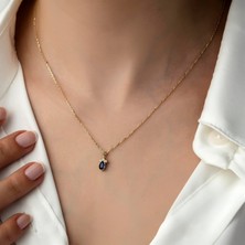 Hems Jewellery Altın Renkli Taşlı Kombinlenebilir Kolye Mavi