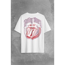 Kendim Seçtim Rolling Stones Rock Retro 70S 80S Music Sırt Ön Baskılı Oversize Tişört  T-Shirt