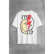 Kendim Seçtim Smile World Urban Street Culture Gülen Surat Sırt Ön Baskılı Oversize Tişört  T-Shirt