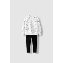 VİTASTORETR Kiraz Desenli Sweat Tayt Kız Çocuk Ikili Takım