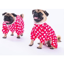 Pawstar Dots Fuşya Peluşlu Su Geçirmez Küçük Irk Köpek Yağmurluk Tulum