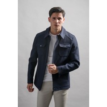 Advante Regular Fit Yakalı Yan ve Kapak Cepli Astarlı Çıt Çıt Kapamalı Kaşmir Erkek Mont