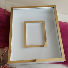 Verda Çerçeve Yarı Gold Beyaz 40X50 cm Fotoğraf Bölümlü Isimsiz Ledli Gül Saklama Kutusu! Anı Çerçevesi!