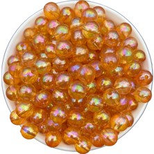 12MM Turuncu Renk Janjanlı Akrilik Top Boncuk,parlak Takı, Çanta Yapım Boncuğu (100GR,~95 Adet)