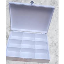 Bengi Ticaret Hobi Adn Dekoratif Makyaj Kutusu Bölmeli Klipsli Parlak Beyaz Model El Yapım