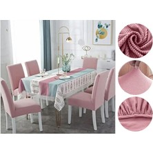 Güzelevim Tekstil Likralı Pitikare Desen Lastikli 6'lı Sandalye Kılıfı Sandalye Örtüsü  GZL0000240