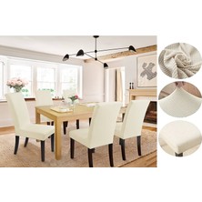 Güzelevim Tekstil Likralı Pitikare Desen Lastikli 6'lı Sandalye Kılıfı Sandalye Örtüsü  GZL0000240