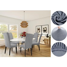 Güzelevim Tekstil Likralı Pitikare Desen Lastikli 6'lı Sandalye Kılıfı Sandalye Örtüsü  GZL0000240