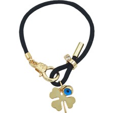 ÇLK Accessories Premium Plaka Yonca Ip Bileklik