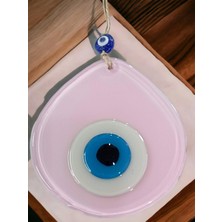 Mavi Nazar Boncuklu Pudra Pembe Renk Nazar Boncuklu Damla Desen El Yapımı Duvar Süsü