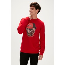 Bad Bear Rebel Crewneck Crimson-Red Kırmızı  Baskılı Erkek Sweatshirt