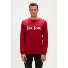 Bad Bear Manuscript Crewneck Bordo Erkek Sweatshirt