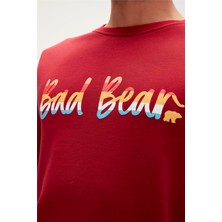 Bad Bear Manuscript Crewneck Bordo Erkek Sweatshirt