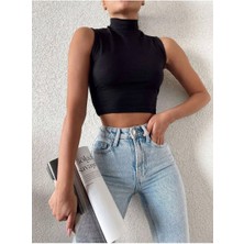 MST Dik Yaka Kolsuz Crop Bluz