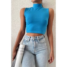 MST Dik Yaka Kolsuz Crop Bluz