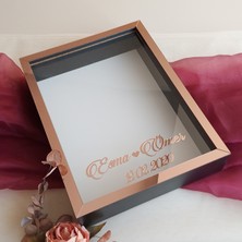 Verda Çerçeve Siyah 30X40 cm Fotoğraf Bölümsüz Yarı Rose Gold Isimli Ledsiz Gül Saklama Kutusu