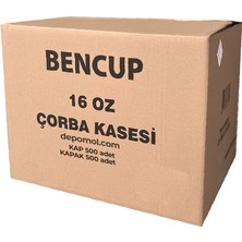 Bencup Karton Çorba Kase + Kapak 16 Oz 500'LÜ Koli