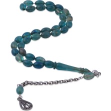 Nusnus Arpa Kesim Hareli Mavi Sıkma Kehribar Tesbih