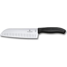 Victorinox VT6.8523.17B Blisterli Kanallı Santoku Bıçağı 17 Cm. (Siyah)