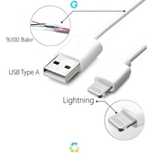 Gratell Lightning (8 Pin) Data ve Şarj Kablosu Beyaz