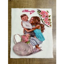 Gönülden Tasarım 23X19 cm 3 Boyutlu Anne Çocuk Görselli Arma Aplike Dikiş Aksesuarı