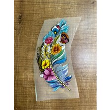 Gönülden Tasarım 20X9 cm Çiçekli Yaprak Transfer Baskı Arma Ütü İle Yapışan Renkli Tasarım
