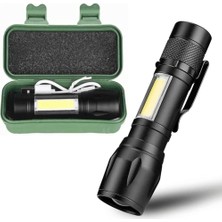 Gefno Ultra Güçlü 2500 Lumen 5W Cob LED USB Şarjlı,  Çakarlı, Kamp, Deprem Çantası ve El Feneri