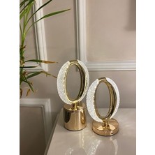 Dekoratif Kristal Şarjlı Oval Masa Lambası, Gold LED Abajur, Dokunmatik 3 Renk Modu