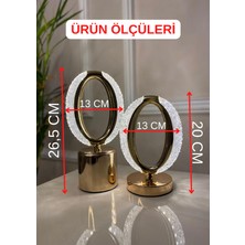 Dekoratif Kristal Şarjlı Oval Masa Lambası, Gold LED Abajur, Dokunmatik 3 Renk Modu