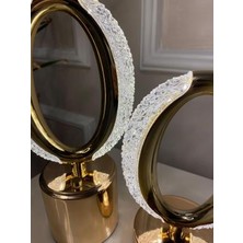 Dekoratif Kristal Şarjlı Oval Masa Lambası, Gold LED Abajur, Dokunmatik 3 Renk Modu