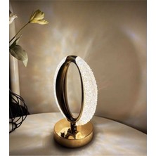 Dekoratif Kristal Şarjlı Oval Masa Lambası, Gold LED Abajur, Dokunmatik 3 Renk Modu