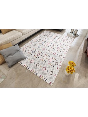 Carpettex Halı Iskandinav Kilim Desenli Kaymaz Taban Yıkanabilir Renkli Halı