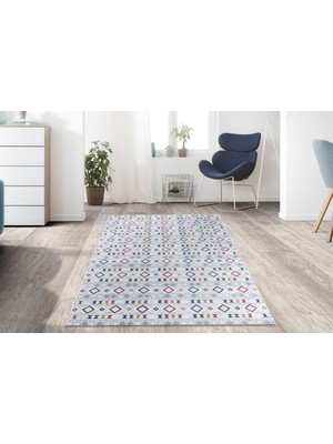 Carpettex Halı Iskandinav Kilim Desenli Kaymaz Taban Yıkanabilir Renkli Halı