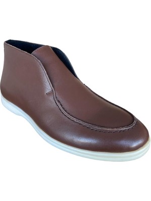 Liger Hakiki Deri Kısa Klasik Erkek Bot KAHVERENGİ