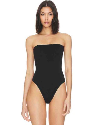 By Kul Design Kadın Siyah Straplez Bodysuit