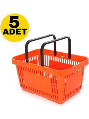 Zikzak Zıkzak 22 Lt Plastik Market El Sepeti (5 Adet ) Turuncu