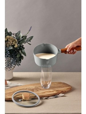 Neoflam Fika Alüminyum Döküm Süt Tavası Cam Kapaklı Gri 16CM