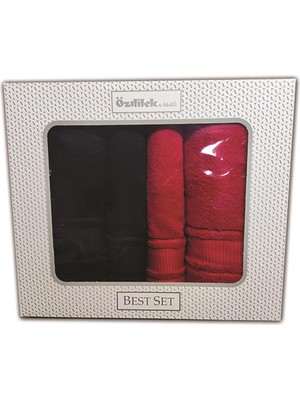 Özdilek Colourist Best Set Hamam Takımı Siyah Kırmızı