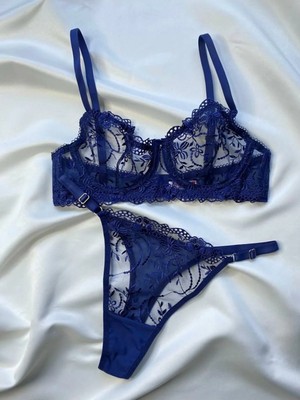 Madame Blume Lingerie Blueberry Balenli Bralet Takımı