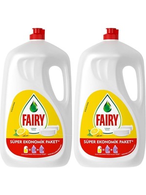Fairy Sıvı Bulaşık Deterjanı 2×2600 ml Limon Kokusuyla Süper Ekonomik Paket