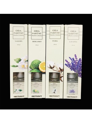 MEGA Actisoft Bergamot-Yasemin-Pudra-Lavanta Bambu Çubuklu Oda Kokusu 4 Lü Set 100ML