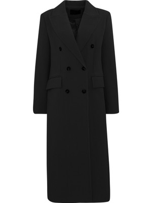AÇELYAOKCU Premium Klapalı Kruvaze Slim Fit Maksi  Kadın Yün Kaban