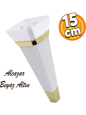 Badem10 Alcazar Lüks Mobilya Kanepe Sehpa Tv Ünitesi Koltuk Ayağı Baza Ayakları 15 Cm Beyaz Altın