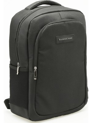 Ramsburry Unisex Siyah Su Geçirmez Kumaş Fonksiyonel ve Şık Tasarımlı 15.6 Inç Laptop Sırt Çantası