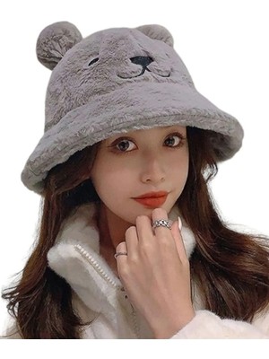 Tezzgelsin Kadın Sevimli Ayı Kulak Peluş Bucket Şapka