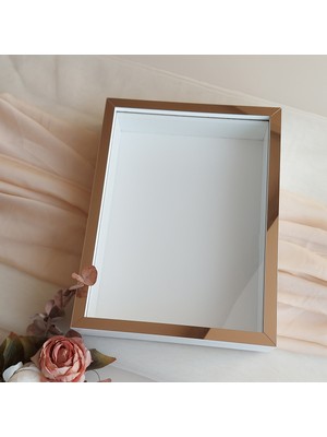 Verda Çerçeve Beyaz  30X40 cm Fotoğraf Bölümsüz Yarı Bronz Isimsiz Ledsiz Gül Saklama Kutusu