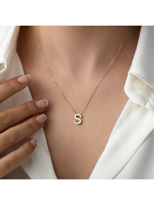 Hems Jewellery Altın Minimal Harf Kolye S