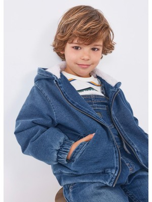 mayoral örme denim içi peluşlu kapüşonlu erkek çocuk sweatshirt